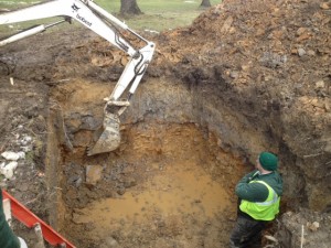 digigng hole prior to water meter vault install